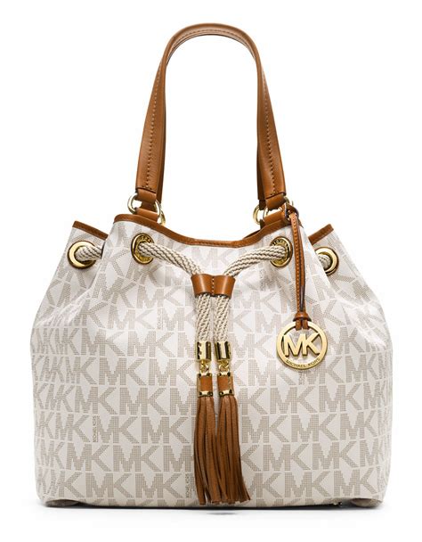 michael kors large drawstring signature tote purse|Michael Kors large monogram tote.